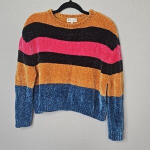 Deep Sugar SOFT Multicolor Block Chenille‎ Sweater Size S Small